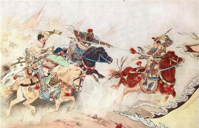 3 anh em Lưu – Quan – Trương và Lã Bố trọng trận Hổ Lao Quan.
