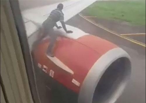 Clip: Người đàn ông trèo lên cánh máy bay Nigeria để đi "chui"