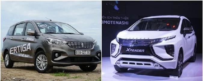 Suzuki Ertiga và Mitsubishi Xpander (phải).