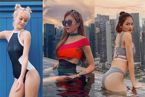 Mãn nhãn loạt ảnh hội bạn toàn mỹ nhân của Trang Pháp diện áo tắm, khoe body cực nuột tại đảo quốc sư tử