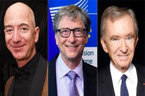 Từ trái qua: ông Jeff Bezos, ông Bill Gates, và ông Bernard Arnault - Ảnh: Fox.