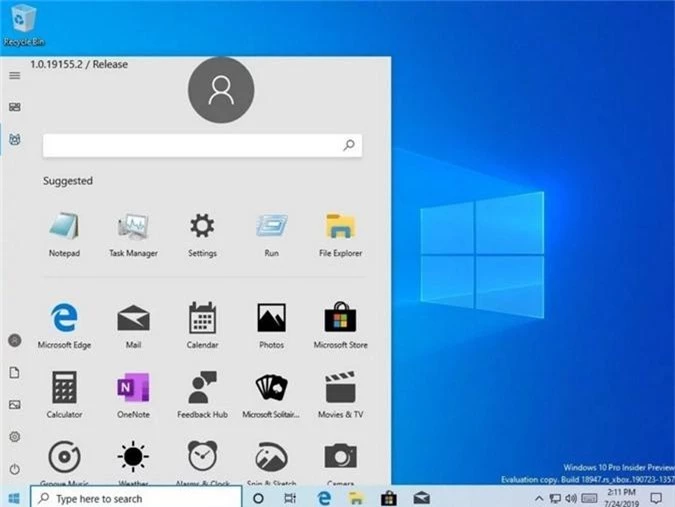 Xuat hien hinh anh dau tien ve start menu cai tien tren Windows 10