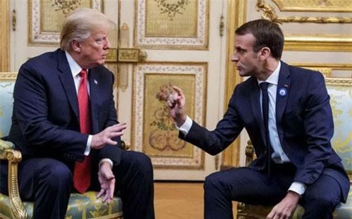 Tổng thống Mỹ Donald Trump và Tổng thống Pháp Emmanuel Macron (Ảnh: Sky News)
