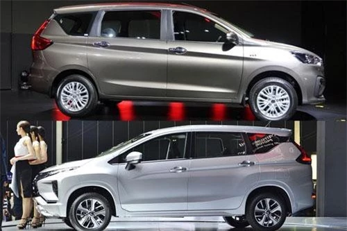 Suzuki Ertiga 2019 và Mitsubishi Xpander (dưới).