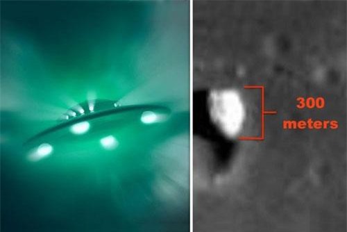 NASA làm lộ hình ảnh UFO khổng lồ dài 300 mét trong miệng núi lửa trên Mặt trăng?