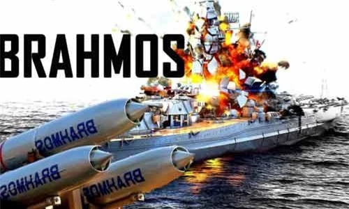 Minh họa tên lửa BrahMos diệt chiến hạm đối phương bằng nhóm 3 đạn theo chiến thuật bầy sói. Ảnh: Defence Blog.