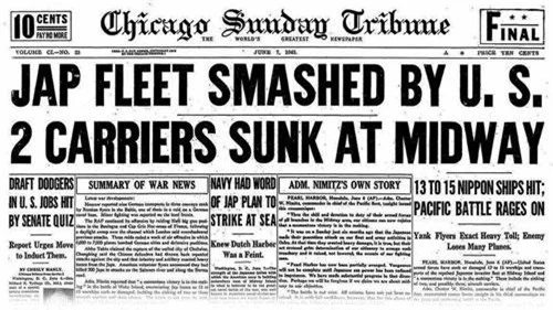 Sáu tháng sau khi quân Nhật Bản tấn công Trân Chân Cảng, ngày 7/6/1942, tờ Chicago Sunday Tribune đăng tải bài viết gây xôn xao dư luận về những thông tin mật của trận Midway giữa Mỹ với Nhật Bản.