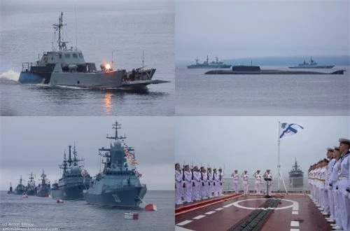 Hạm đội Thái Bình Dương là một trong những hạm đội hải quân hùng mạnh nhất của nước Nga và nhất thế giới. Được thành lập từ năm 1731, trải qua nhiều biến cố lịch sử, tới nay hạm đội vẫn vẹn nguyên sức mạnh như thời đỉnh cao nhất với 50 tàu chiến mặt nước, 23 tàu ngầm hạt nhân - thông thường. Ảnh: Anton Blinov