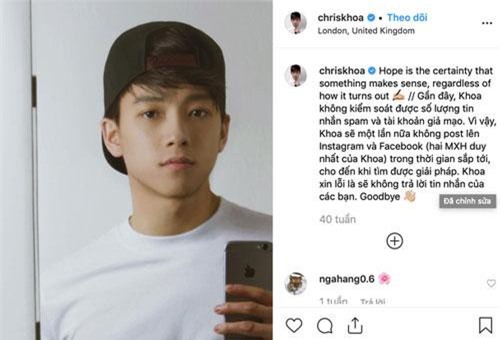 Trai đẹp học giỏi Chris Khoa khoá hết bài đăng trên Facebook, dừng cập nhật Instagram từ năm ngoái: Chuyện gì đang xảy ra?