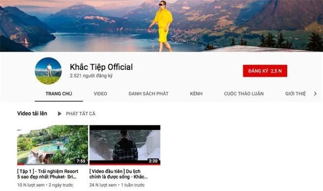 Channel Youtube của Vũ Khắc Tiệp mới lên sóng được tập đầu tiên và 1 video tổng hợp.