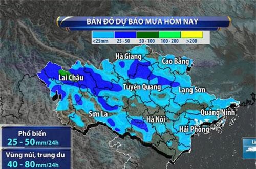 Mưa sẽ tiếp diễn trên diện rộng ở Bắc Bộ trong hôm nay (5/8)