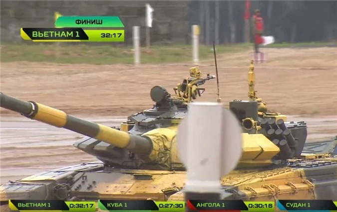 Đội xe tăng Việt Nam hoàn thành bài thi với 32 phút 17 giây. Nguồn ảnh: tvzvezda.ru