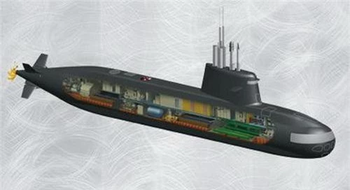 Đồ họa tàu ngầm S-1000 - sản phẩm hợp tác Nga - Italia. Ảnh: Naval Today.