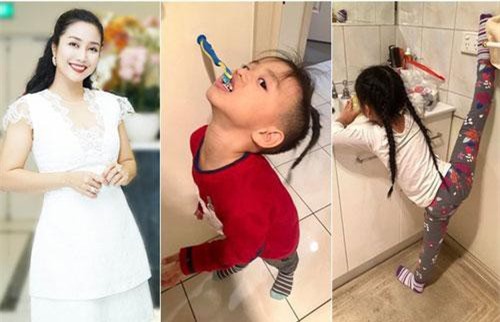 Ốc Thanh Vân khoe các con tự giác đánh răng, nhìn dáng đứng "bá đạo" của lũ trẻ ai nấy không nhịn được cười