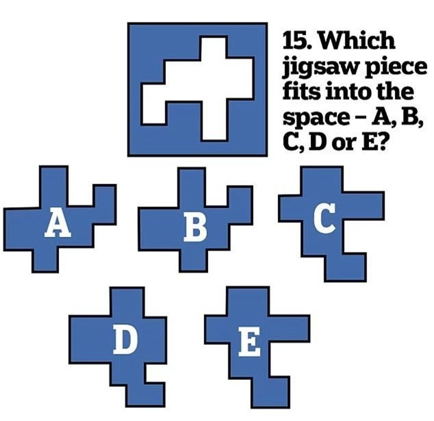 15. Hình zic zac này tương ứng với hình A.B, C hay D?