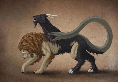 Chimera trong thần thoại Hy Lạp được mô tả là quái vật đầu sư tử có cánh đại bàng và chiếc đuôi của loài rắn.