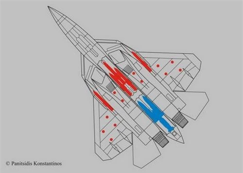 Su-57 có thể mang khối lượng vũ khí trong thân rất lớn. Ảnh: TASS.