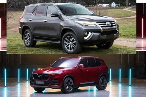 Toyota Fortuner (trên) và VinFast Lux SA 2.0.