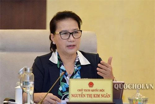 Chủ tịch Quốc hội Nguyễn Thị Kim Ngân phát biểu tại phiên thảo luận. Ảnh: Quốc hội.