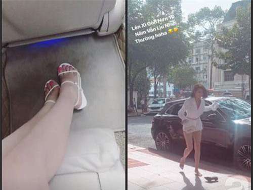 Khoe thần thái xuống xe sang chảnh Ngọc Trinh gặp “tai nạn” với giày cao gót 