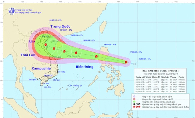 Áp thấp nhiệt đới mạnh lên thành bão, ngày 28/8 đi vào Biển Đông