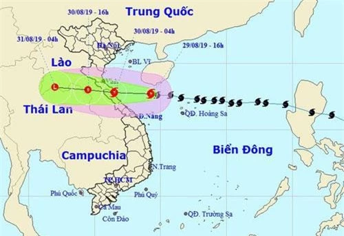 Vị trí và hướng di chuyển của bão số 4. (Ảnh: NCHMF).