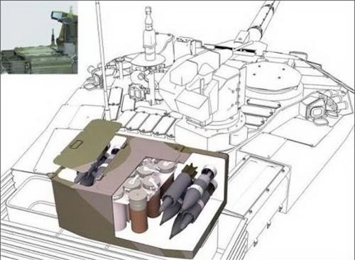 Khoang đạn dự trữ phía sau tháp pháo của xe tăng T-90MS. Ảnh: National Interest.