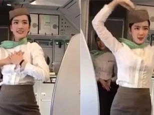 Phát sốt trước nhan sắc của nữ tiếp viên hàng không múa trên máy bay