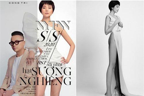 Siêu mẫu Thanh Hằng - nàng thơ của NTK Công Trí, khác lạ với tóc tém cá tính, khoe trọn chân dài 1m12 với đầm xẻ tận hông