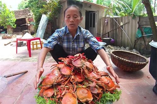 Ăn mừng tháng lương đầu tiên, bà Tân đãi "dàn cháu" mâm cua hấp sả siêu to khổng lồ
