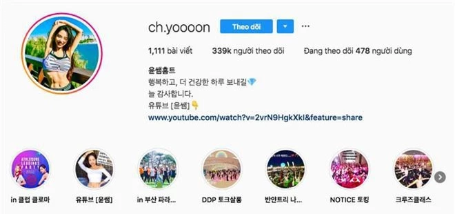 Tài khoản Instagram @ch.yoooon với 339k người theo dõi.