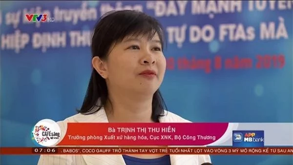 Bà Trịnh Thị Thu Hiền - Trưởng Phòng Xuất xứ hàng hóa (Cục Xuất nhập khẩu - Bộ Công Thương)