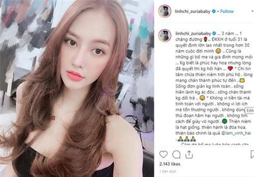 Linh Chi đã khoe việc cô nàng chính thức đăng ký kết hôn vớiLâm Vinh Hải sau gần 3 năm kể từ khi công khai hẹn hò vào năm 2017.