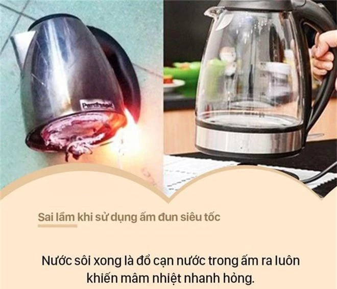 Nước sôi xong là đổ cạn nước trong ấm