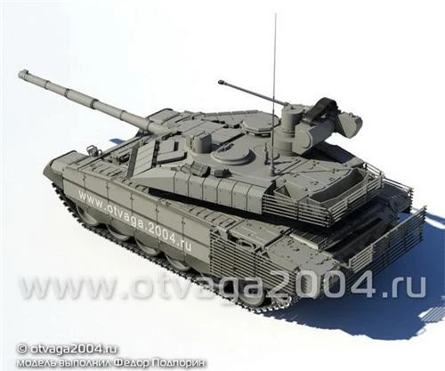 Đồ họa xe tăng chiến đấu chủ lực T-90M Proryv-3 được tích hợp pháo tự động 2A42 cỡ 30 mm. Ảnh: Otvaga 2004.