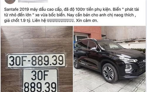 Chiếc Santa Fe được chào bán với giá 1,9 tỷ đồng.