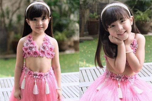 Có ai như con gái mỹ nhân đẹp nhất Philippines, diện váy Hawaii cũng gây bão mạnh vì xinh xuất sắc như công chúa