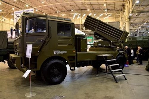 Hệ thống pháo phản lực phóng loạt BM-21UM Berest do Ukraine chế tạo. Ảnh: Defence Blog.