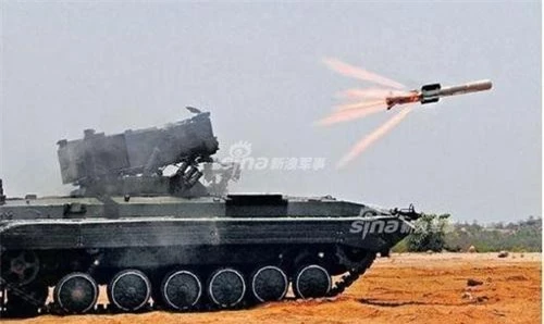 Tổ hợp tên lửa chống tăng tự hành Namica do Ấn Độ chế tạo. Ảnh: Sina.