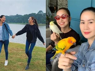 Hà Tăng và Thân Thúy Hà rủ nhau "trốn con" nghỉ cuối tuần, vóc dáng gầy báo động của nàng ngọc nữ mới gây chú ý