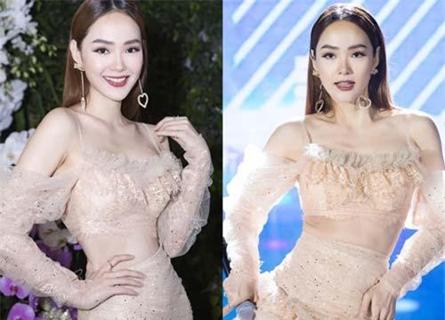 Minh Hằng sử dụng phụ kiện để chống sự cố váy ngắn