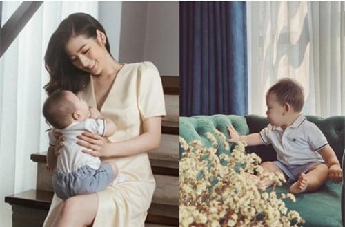 Sau thời gian dài úp mở, Á hậu Tú Anh cuối cùng đã chịu khoe rõ mặt quý tử đầu lòng lớn phổng phao