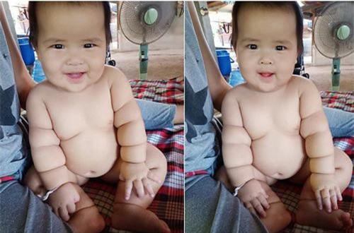 Mẹ khoe cả loạt ảnh con gái cùng 1 tư thế nhưng ai cũng phải chú ý điểm đặc biệt trên cánh tay bé