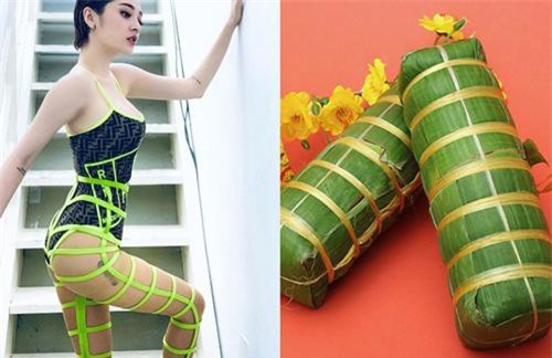 Hơn 3 tháng nữa mới đến Tết nhưng Bảo Anh đã lên đồ cosplay đòn bánh tét rồi