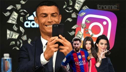 Ronaldo kiếm tiền nhiều gấp đôi Messi từ Instagram