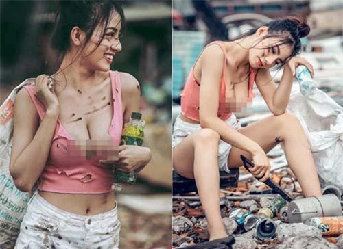 Cô gái ăn mặc hở hang chụp ảnh bên bãi rác bị 'ném đá' dữ dội