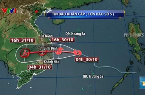 Chiều đến đêm nay, bão số 5 đổ bộ đất liền Nam miền Trung