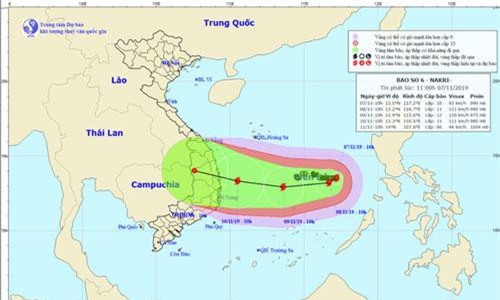 Bão số 6 có khả năng đổi hướng, di chuyển chậm về phía Tây