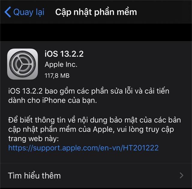 Apple ra mắt bản cập nhật iOS 13.2.2 cho iPhone - Ảnh 2. Apple ra mắt bản cập nhật iOS 13.2.2 cho iPhone - Ảnh 2.