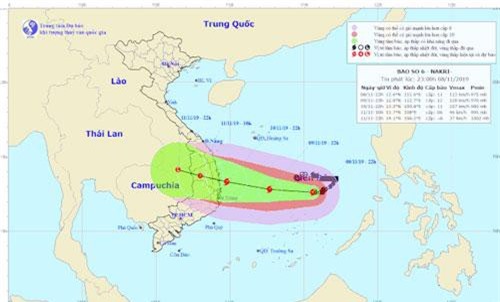 Bão số 6 di chuyển chủ yếu theo hướng Tây, có khả năng mạnh thêm